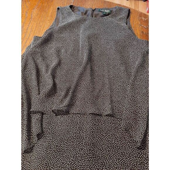 Size 8 Lauren Ralph Lauren Black White Sleeveless Ruffle Top Midi Dress Sundress - Picture 2 of 4